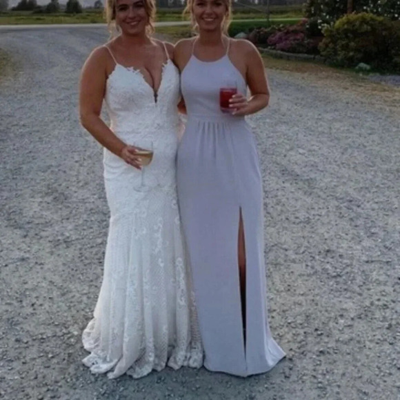 Park & Fifth Rosewood Halter Maxi Dress Dove Grey Size 4 - Picture 6 of 15